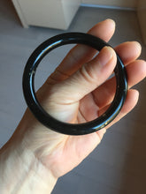 Load image into Gallery viewer, 58.4mm certified 100% Natural dark green/black meteorite round cut nephrite bangle HN134-0605
