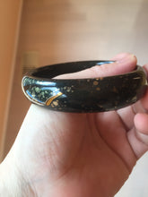 Load image into Gallery viewer, 60.3mm 100% Natural dark green/black meteorite Stellar Night sky nephrite bangle HN25-7603
