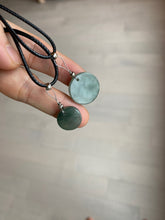 Load image into Gallery viewer, 100% natural  icy watery dark green/gray jadeite jade safe and sound couple pendant pair BG4
