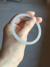 Load image into Gallery viewer, 58mm Certified 100% Natural icy watery white gray pink slim nephrite jade bangle HN135-9191
