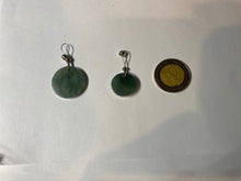 Load image into Gallery viewer, 100% natural  icy watery dark green/gray jadeite jade safe and sound couple pendant pair BG4
