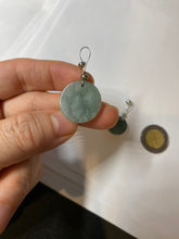 Load image into Gallery viewer, 100% natural  icy watery dark green/gray jadeite jade safe and sound couple pendant pair BG4
