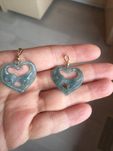 Load image into Gallery viewer, 100% Natural type A dark green/blue/black heart pinky promise(执子之手，与子偕老) Guatemala jadeite Jade pendant PF47
