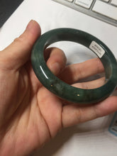 Load image into Gallery viewer, 57.2mm Certified type A 100% Natural oily dark green (老油青) blue gray black Mountains Afar in Blue-Green Haze(远山如黛)Jadeite bangle PC255-0556

