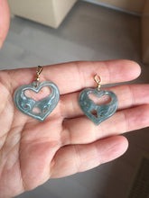 Load image into Gallery viewer, 100% Natural type A dark green/blue/black heart pinky promise(执子之手，与子偕老) Guatemala jadeite Jade pendant PF47
