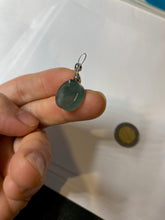 Load image into Gallery viewer, 100% natural  icy watery dark green/gray jadeite jade safe and sound couple pendant pair BG4
