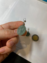 Load image into Gallery viewer, 100% natural  icy watery dark green/gray jadeite jade safe and sound couple pendant pair BG4

