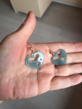 Load image into Gallery viewer, 100% Natural type A dark green/blue/black heart pinky promise(执子之手，与子偕老) Guatemala jadeite Jade pendant PF47

