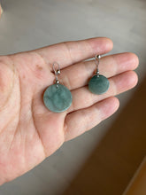 Load image into Gallery viewer, 100% natural  icy watery dark green/gray jadeite jade safe and sound couple pendant pair BG4
