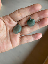 Load image into Gallery viewer, 100% natural  icy watery dark green/gray jadeite jade safe and sound couple pendant pair BG4
