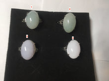 Load image into Gallery viewer, 100% natural type A icy watery green dark green four-prong jadeite jade ring group AA91
