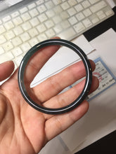 Load image into Gallery viewer, 58.8mm Certified Type A 100% Natural Half Black (乌鸡) / Half Watery Blue (蓝水)/gray Guatemala Jadeite Jade Bangle AZ146-1345
