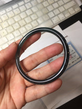 Load image into Gallery viewer, 58.8mm Certified Type A 100% Natural Half Black (乌鸡) / Half Watery Blue (蓝水)/gray Guatemala Jadeite Jade Bangle AZ146-1345
