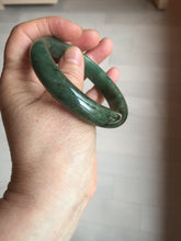 Load image into Gallery viewer, 56.8mm Certified 100% natural Type A oily dark green/ gray (老油青) jadeite jade bangle PC1-0375
