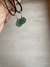 Load image into Gallery viewer, 100% natural  icy watery dark green/gray jadeite jade safe and sound couple pendant pair BG4
