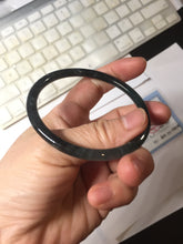 Load image into Gallery viewer, 58.8mm Certified Type A 100% Natural Half Black (乌鸡) / Half Watery Blue (蓝水)/gray Guatemala Jadeite Jade Bangle AZ146-1345
