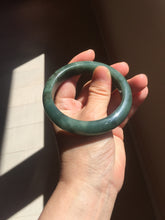 Load image into Gallery viewer, 57.2mm Certified type A 100% Natural oily dark green (老油青) blue gray black Mountains Afar in Blue-Green Haze(远山如黛)Jadeite bangle PC255-0556
