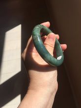 Load image into Gallery viewer, 57.2mm Certified type A 100% Natural oily dark green (老油青) blue gray black Mountains Afar in Blue-Green Haze(远山如黛)Jadeite bangle PC255-0556
