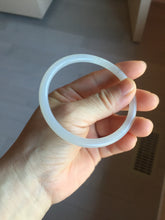 Load image into Gallery viewer, 59.2mm Certified 100% Natural white gray slim nephrite jade bangle HN137-9100
