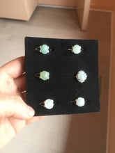 Load image into Gallery viewer, 100% natural type A icy watery green dark green four-prong jadeite jade ring group AA92
