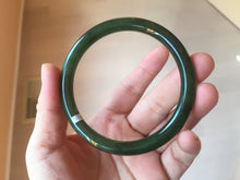 Load image into Gallery viewer, 60mm certified 100% Natural dark green/black round cut nephrite (碧玉)  bangle HN19-9158
