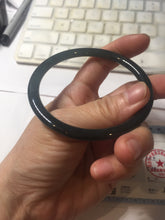 Load image into Gallery viewer, 60mm Certified Type A 100% Natural dark blue/gray/black(WuJi) Guatemala slim round cut Jadeite bangle AZ147-1360
