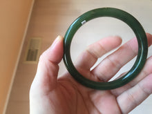 Load image into Gallery viewer, 60mm certified 100% Natural dark green/black round cut nephrite (碧玉)  bangle HN19-9158
