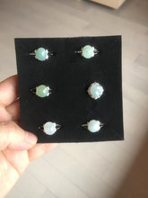 Load image into Gallery viewer, 100% natural type A icy watery green dark green four-prong jadeite jade ring group AA92
