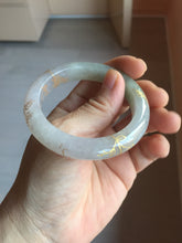 Load image into Gallery viewer, 50.3.mm 100% Natural type A green purple white carved flowers and golden-painted Jadeite Jade bangle PB248-5301
