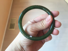 Load image into Gallery viewer, 60mm certified 100% Natural dark green/black round cut nephrite (碧玉)  bangle HN19-9158
