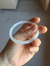 Load image into Gallery viewer, 53.5mm Certified 100% Natural white slim nephrite jade bangle HN138-9099
