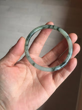 Load image into Gallery viewer, 55.6mm Certified Type A 100% Natural green/black/gray with dark green floating flowers slim round cut Jadeite bangle PD66-5766
