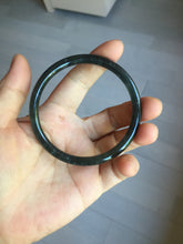 Load image into Gallery viewer, 58.8mm Type A 100% Natural dark green/black/blue/gray with flying snow Guatemala slim round cut Jadeite bangle PJ44-0687
