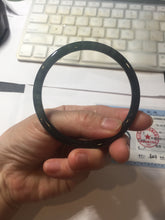 Load image into Gallery viewer, 59.2mm Certified Type A 100% Natural Half Black (乌鸡) / Half Watery Blue (蓝水)/gray Guatemala Jadeite Jade Bangle AZ148-1369

