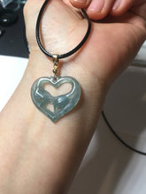 Load image into Gallery viewer, 100% Natural type A dark green/blue/black heart pinky promise(执子之手，与子偕老) Guatemala jadeite Jade pendant PF47
