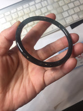 Load image into Gallery viewer, 59.2mm Certified Type A 100% Natural Half Black (乌鸡) / Half Watery Blue (蓝水)/gray Guatemala Jadeite Jade Bangle AZ148-1369
