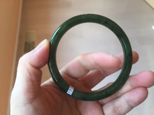 Load image into Gallery viewer, 62mm certified 100% Natural dark green/black round cut nephrite (碧玉)  bangle HN18-9161
