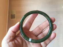 Load image into Gallery viewer, 62mm certified 100% Natural dark green/black round cut nephrite (碧玉)  bangle HN18-9161
