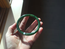 Load image into Gallery viewer, 62mm certified 100% Natural dark green/black round cut nephrite (碧玉)  bangle HN18-9161
