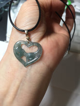 Load image into Gallery viewer, 100% Natural type A dark green/blue/black heart pinky promise(执子之手，与子偕老) Guatemala jadeite Jade pendant PF47
