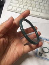 Load image into Gallery viewer, 55.3mm Certified Type A 100% Natural dark green/blue/gray Guatemala slim round cut Jadeite bangle PH145-4305
