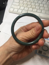 Load image into Gallery viewer, 55.3mm Certified Type A 100% Natural dark green/blue/gray Guatemala slim round cut Jadeite bangle PH145-4305
