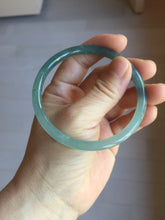 Load image into Gallery viewer, 58.7mm Type A 100% Natural icy watery light green/blue/gray Guatemala slim round cut Jadeite bangle PJ43-0685
