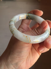 Load image into Gallery viewer, 卖了 56mm 100% Natural type A green white purple carved Plum Blossom golden-painted Jadeite Jade bangle PF16-2327
