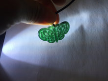 Load image into Gallery viewer, 100% Natural type A icy watery  light dark green/blue/gray/black Guatemala Jadeite Jade butterfly pendant PF48

