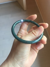 Load image into Gallery viewer, 60.5mm Certified Type A 100% Natura dark blue/green/gray/black Guatemala slim round cut Jadeite bangle AZ153-2062
