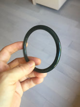 Load image into Gallery viewer, 59.2mm Certified Type A 100% Natural light black/green/gray Guatemala slim round cut Jadeite bangle PJ41-0693
