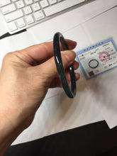 Load image into Gallery viewer, 57mm Type A 100% Natural half black(乌鸡) half icy blue (蓝水) Guatemala Slim Round Cut Jadeite Bangle PJ132-1375
