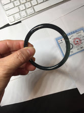 Load image into Gallery viewer, 57mm Type A 100% Natural half black(乌鸡) half icy blue (蓝水) Guatemala Slim Round Cut Jadeite Bangle PJ132-1375
