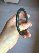 Load image into Gallery viewer, 59.2mm Certified Type A 100% Natural light black/green/gray Guatemala slim round cut Jadeite bangle PJ41-0693
